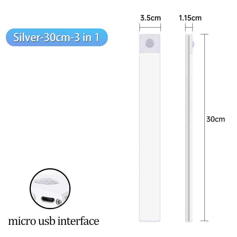 Cabinet Light USB Rechargeable Motion Sensor LED Three Colors in one Lamp for Kitchen Wardrobe In...