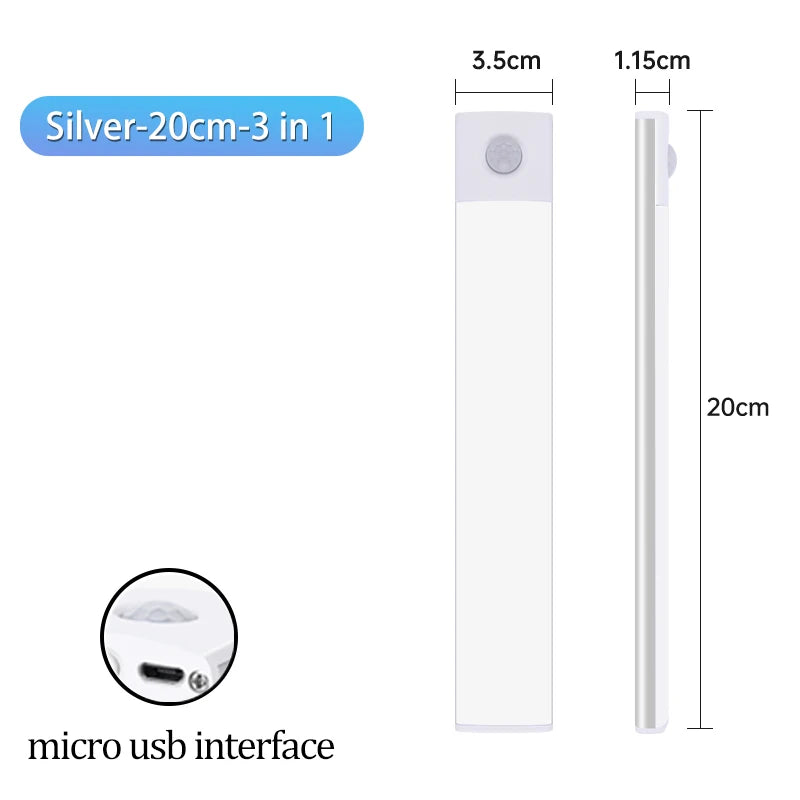 Cabinet Light USB Rechargeable Motion Sensor LED Three Colors in one Lamp for Kitchen Wardrobe In...