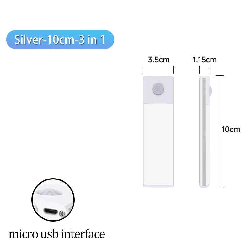 Cabinet Light USB Rechargeable Motion Sensor LED Three Colors in one Lamp for Kitchen Wardrobe In...