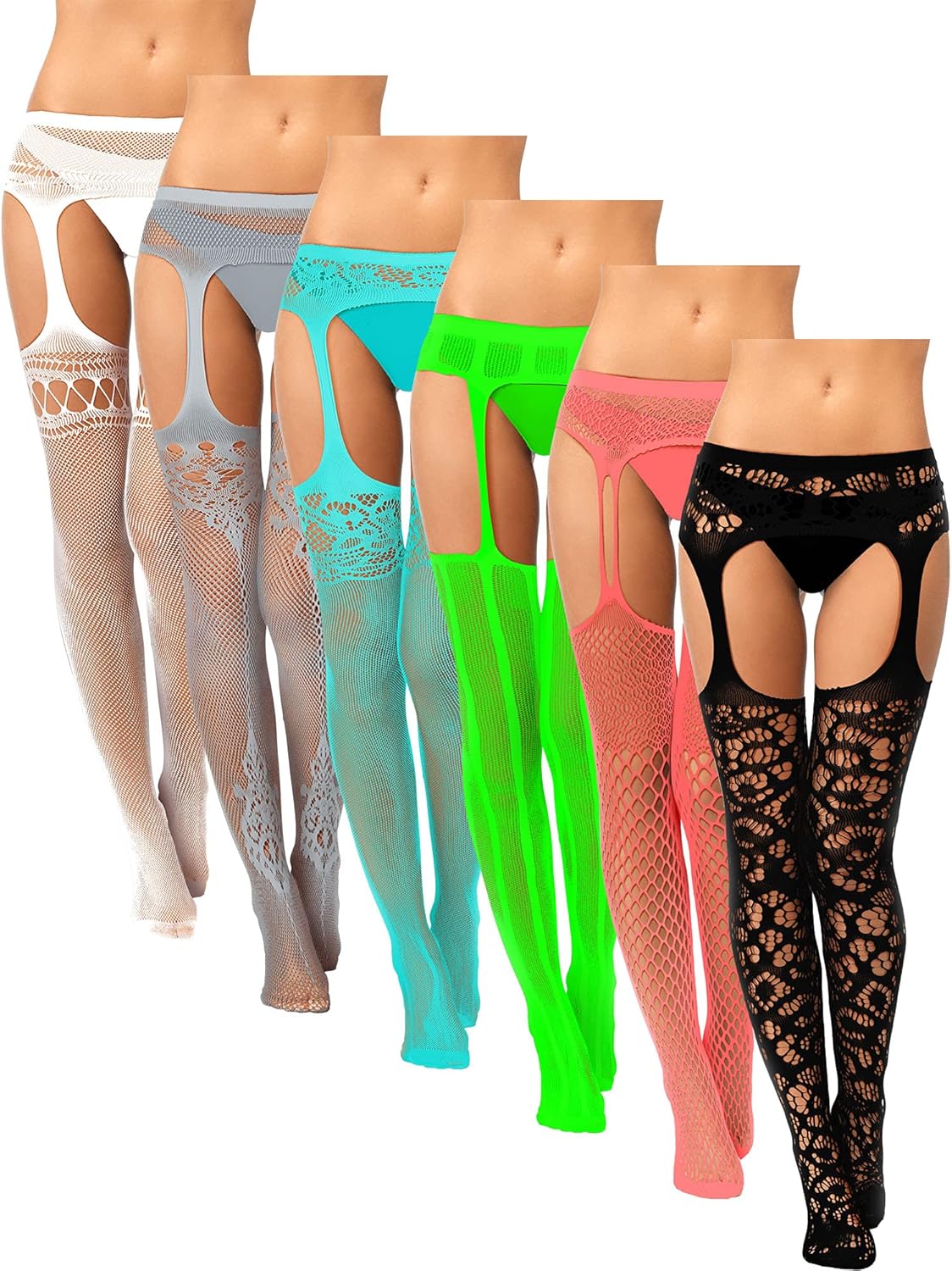 Fishnet Thigh-High Stockings – 6 Pairs Plus Size