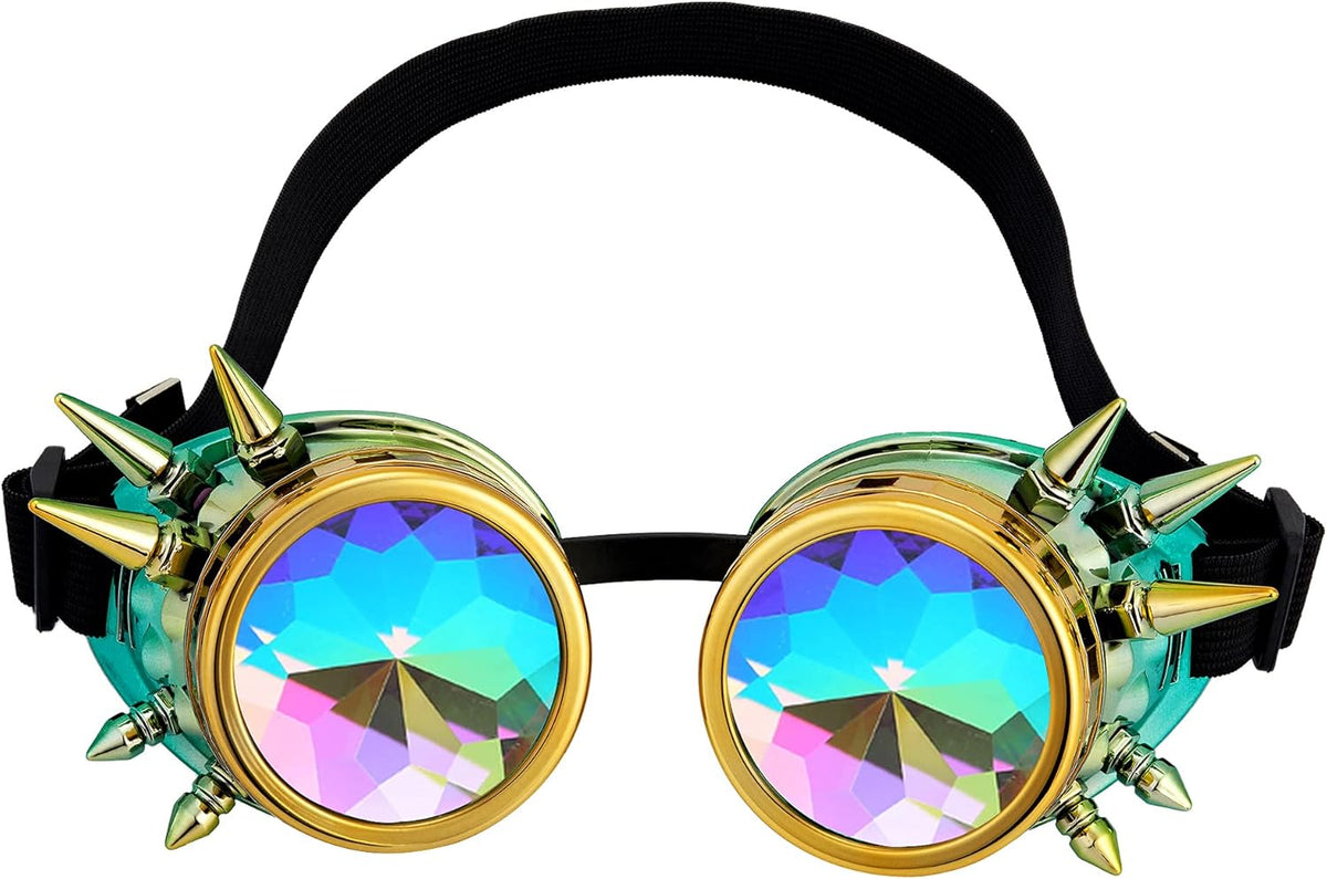 Spiked Kaleidoscope Rainbow Crystal Rave Goggles