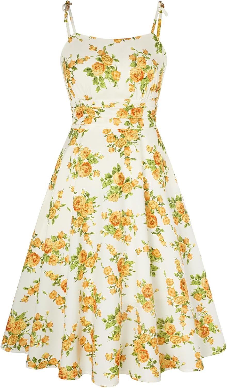 Summer Dress Spaghetti Strap Flowy Midi Beach Sundress Wedding Guest Cocktail Dress
