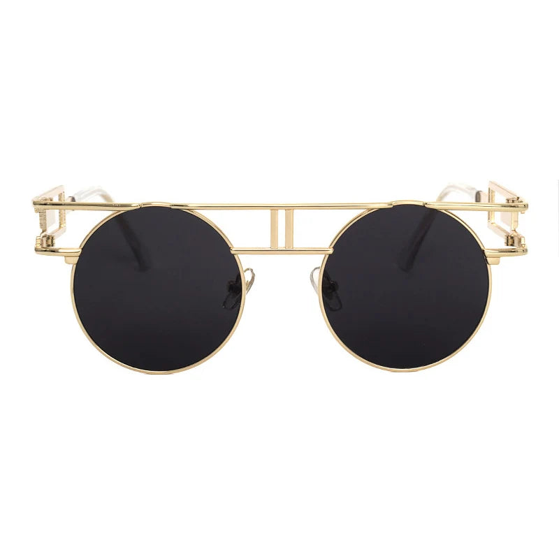 Big Frame Round Alloy Mirror Steampunk Sunglasses