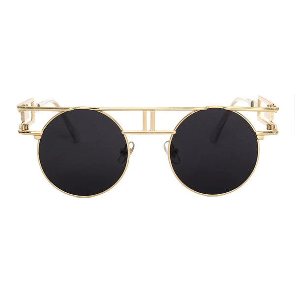 Big Frame Round Alloy Mirror Steampunk Sunglasses