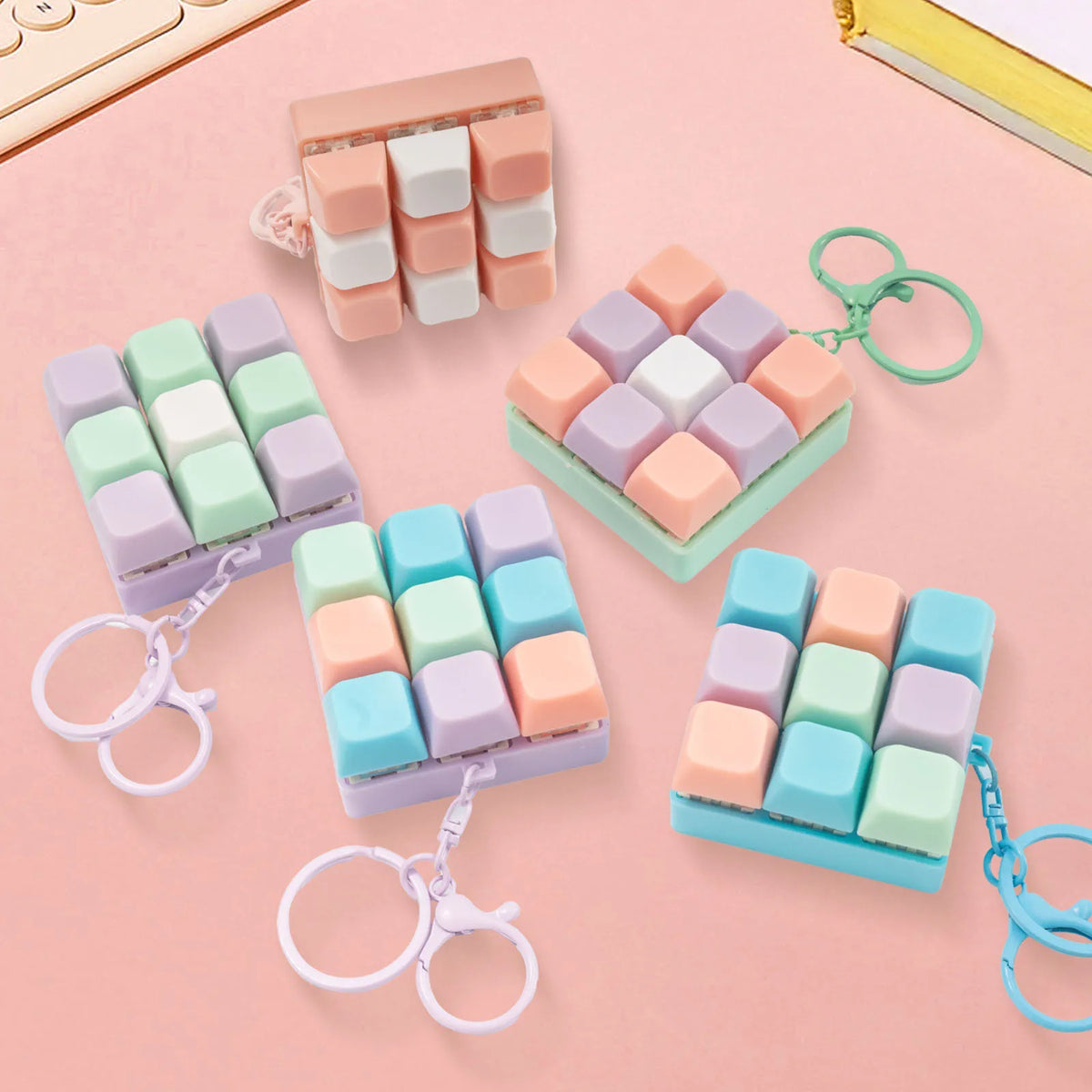 9-Key Mini Keyboard Fidget Keychain
