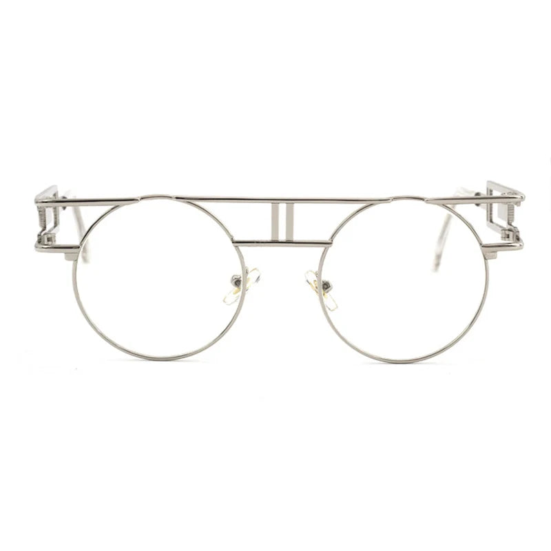 Big Frame Round Alloy Mirror Steampunk Sunglasses