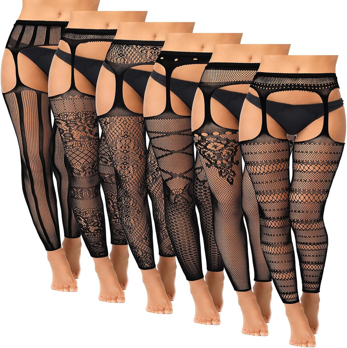 Fishnet Thigh-High Stockings – 6 Pairs Plus Size