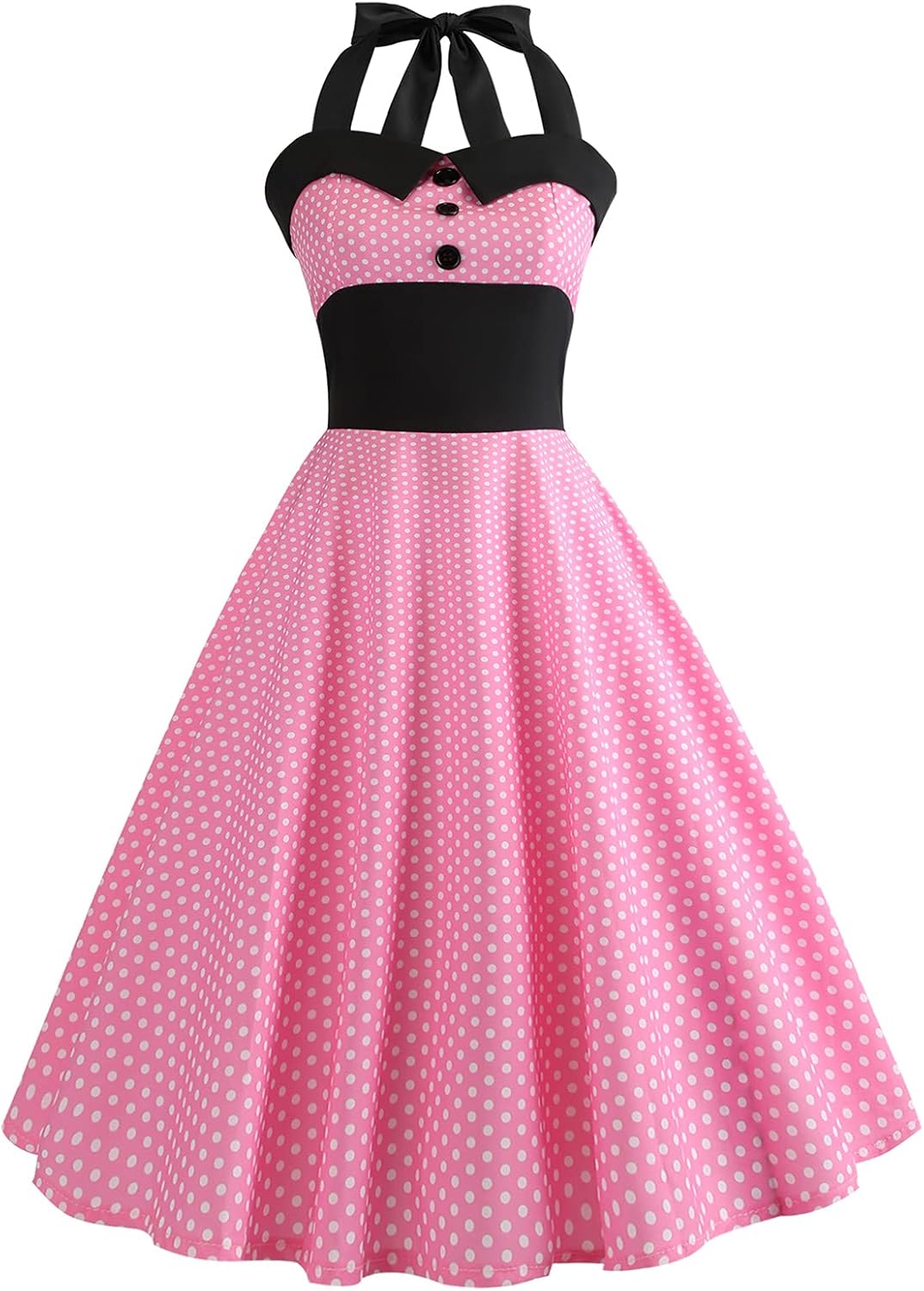 Floral Vintage Swing Dress - Halter Neck - 1950s Rockabilly Pin-Up Style