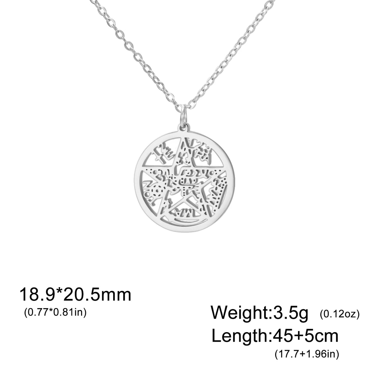 Stainless Steel Pentagram Necklace Tetragrammaton
