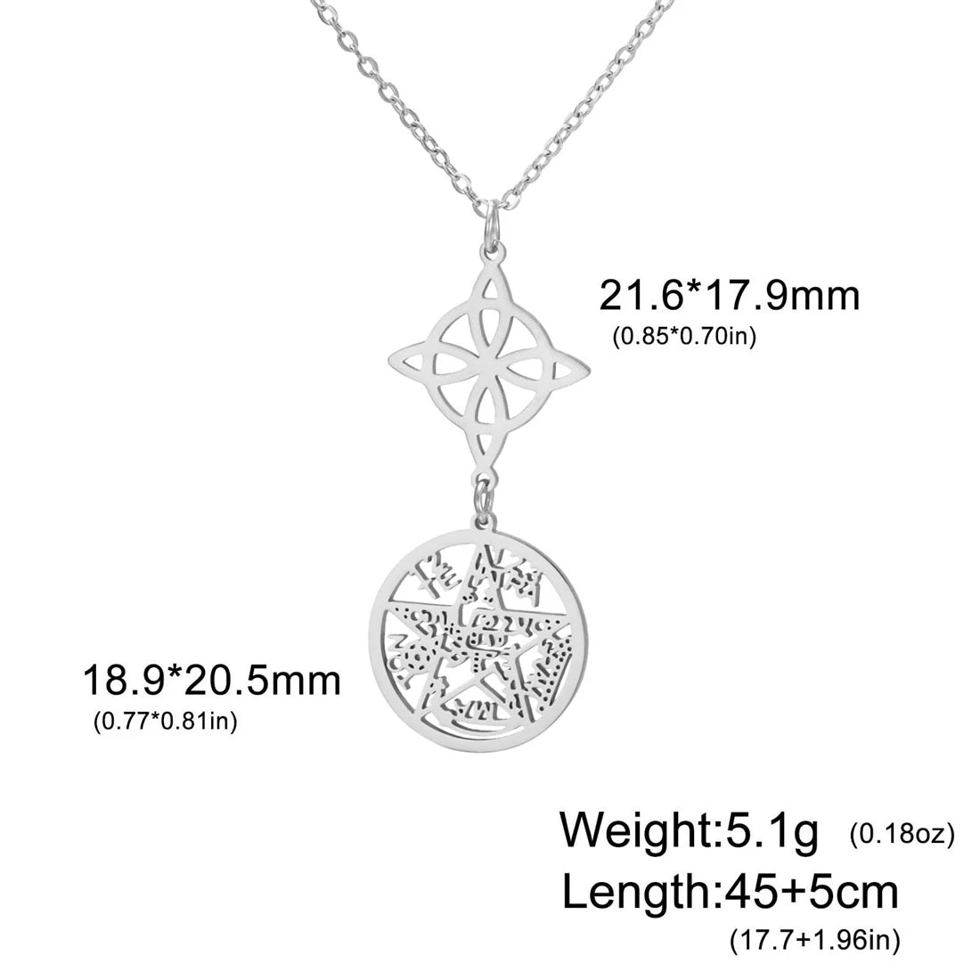 Stainless Steel Pentagram Necklace Tetragrammaton