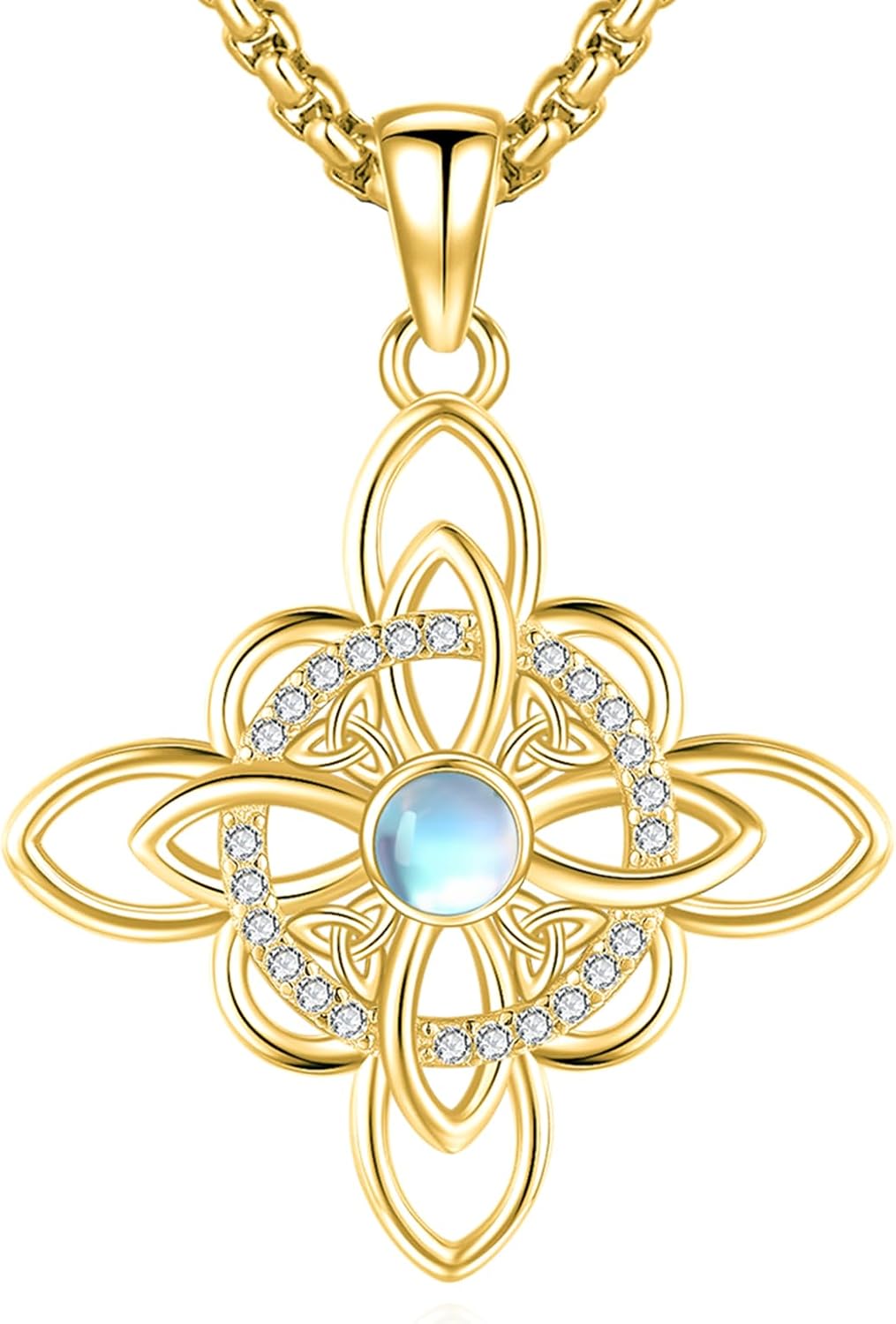 Sterling Silver Pentagram Necklace Triple Moon