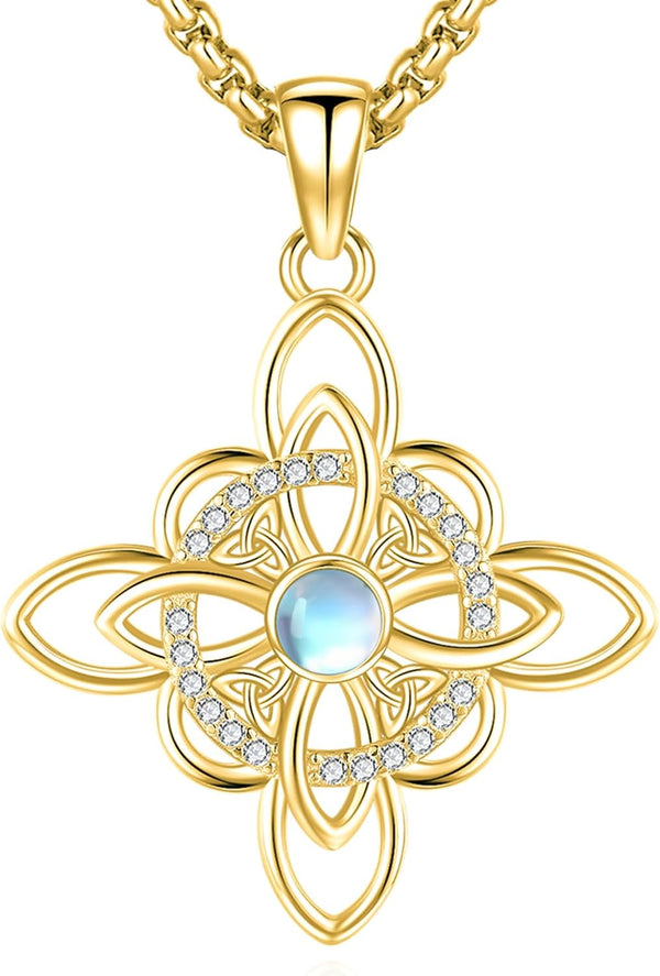 Sterling Silver Pentagram Necklace Triple Moon