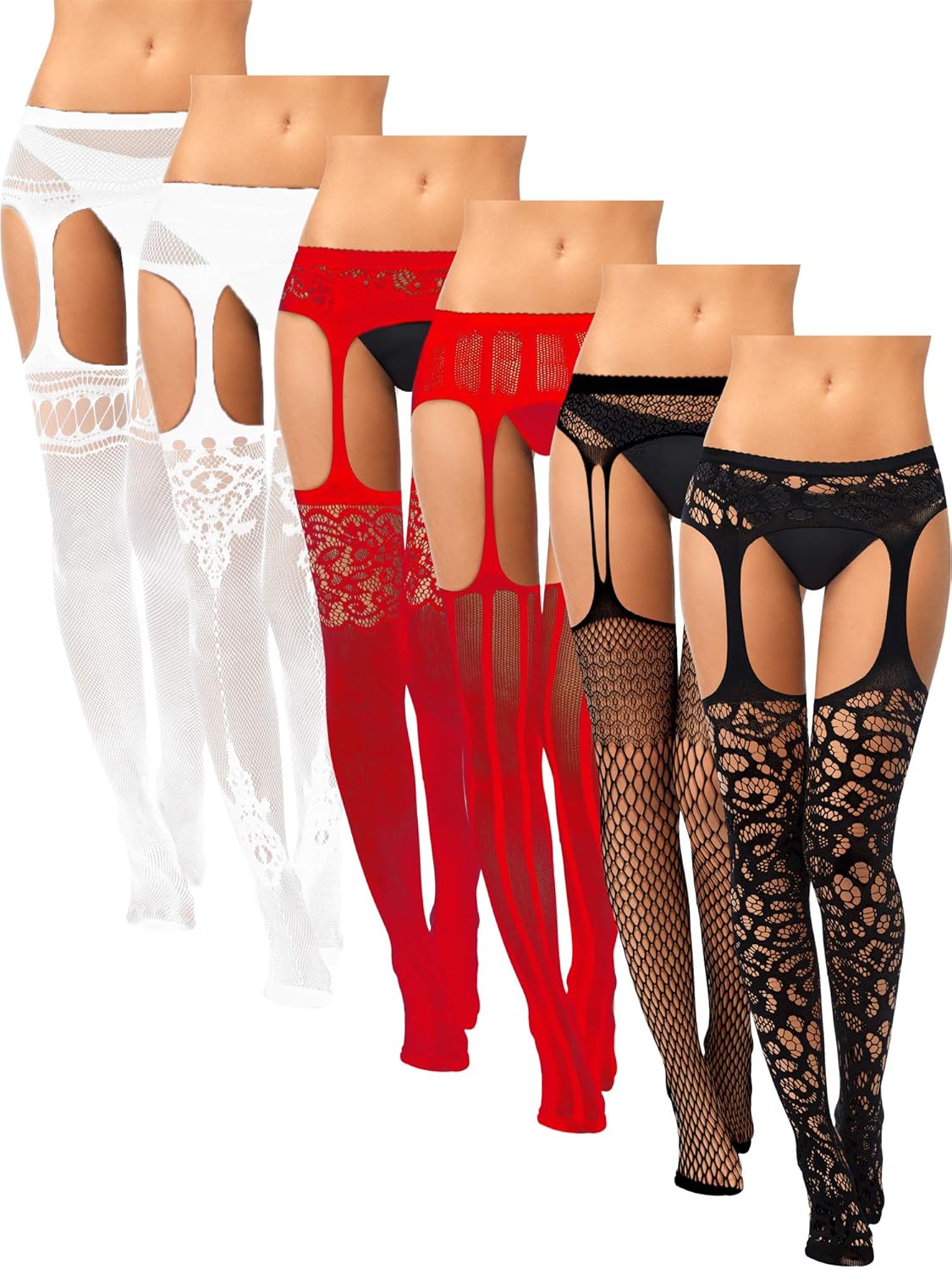 Fishnet Thigh-High Stockings – 6 Pairs Plus Size