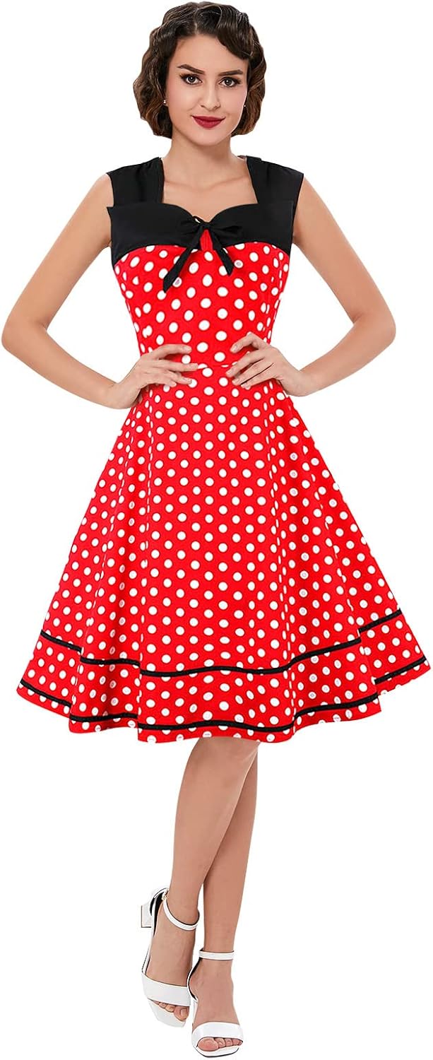 Polka Dot Style Cocktail Party Swing Dress