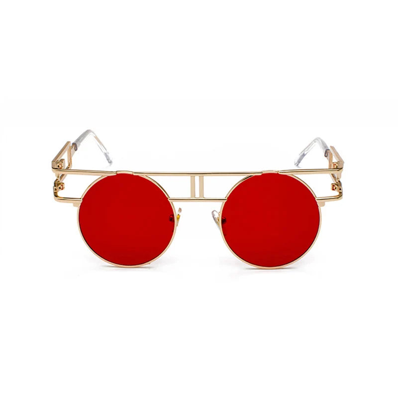Big Frame Round Alloy Mirror Steampunk Sunglasses