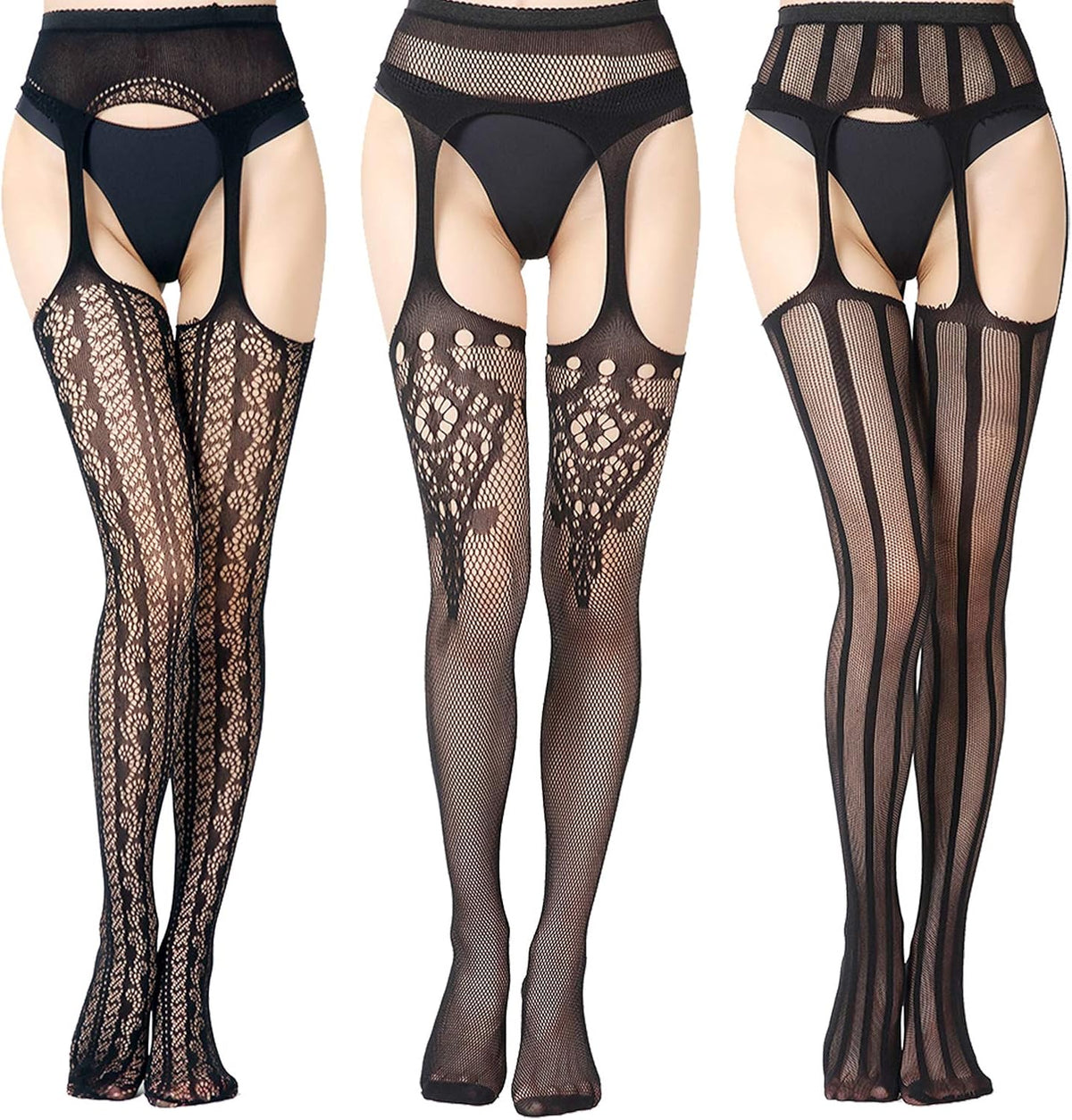 High Waist Fishnet Suspender Stockings