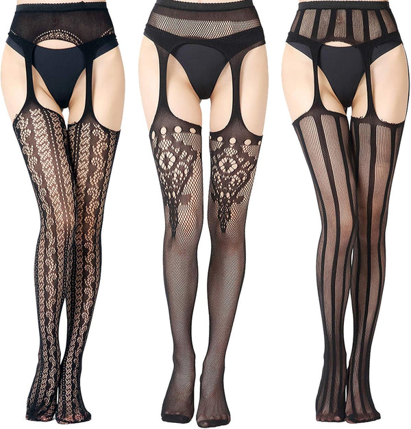 High Waist Fishnet Suspender Stockings