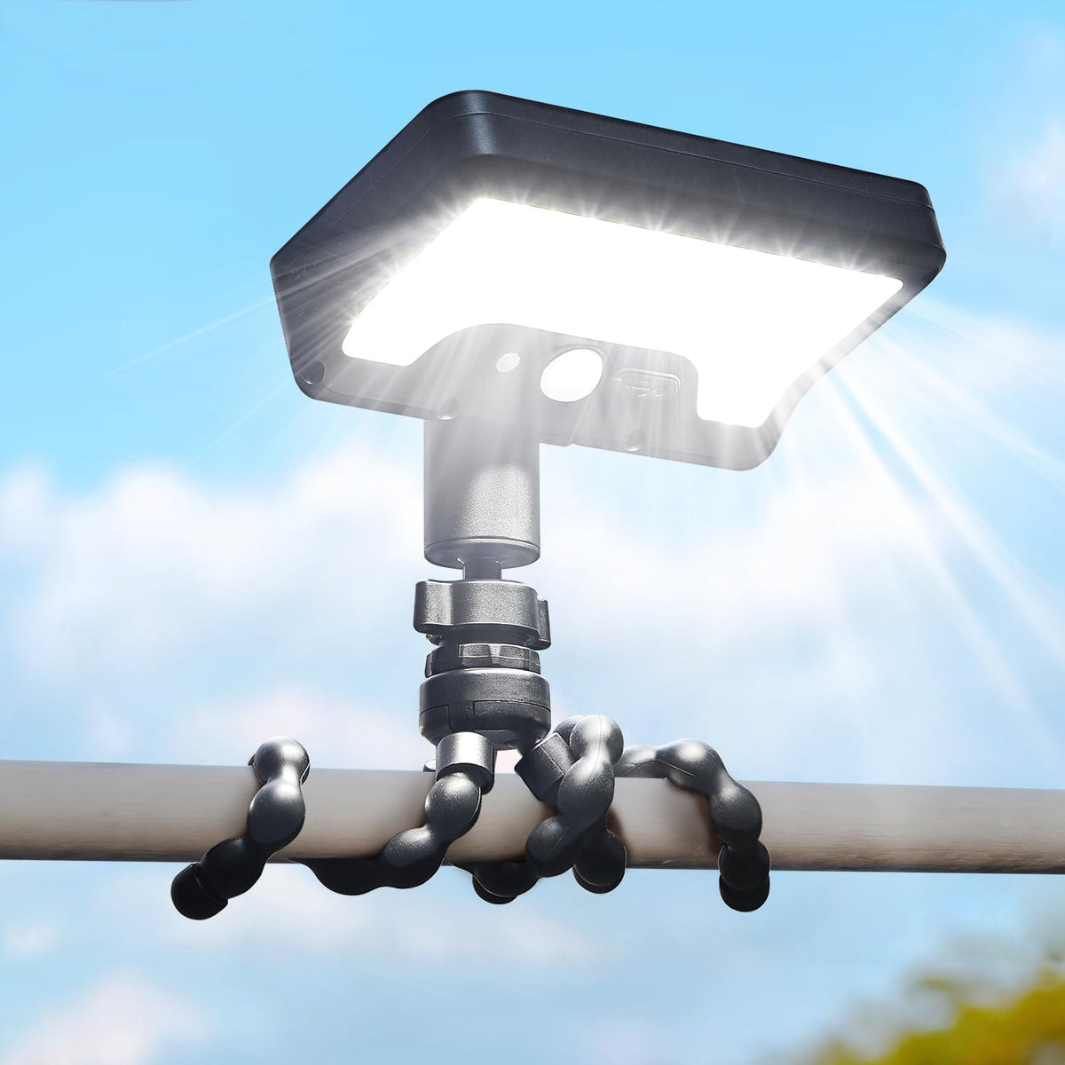 Motion Sensor Outdoor LED Light for Camping,fence, Patio (2, Black(6000k)
