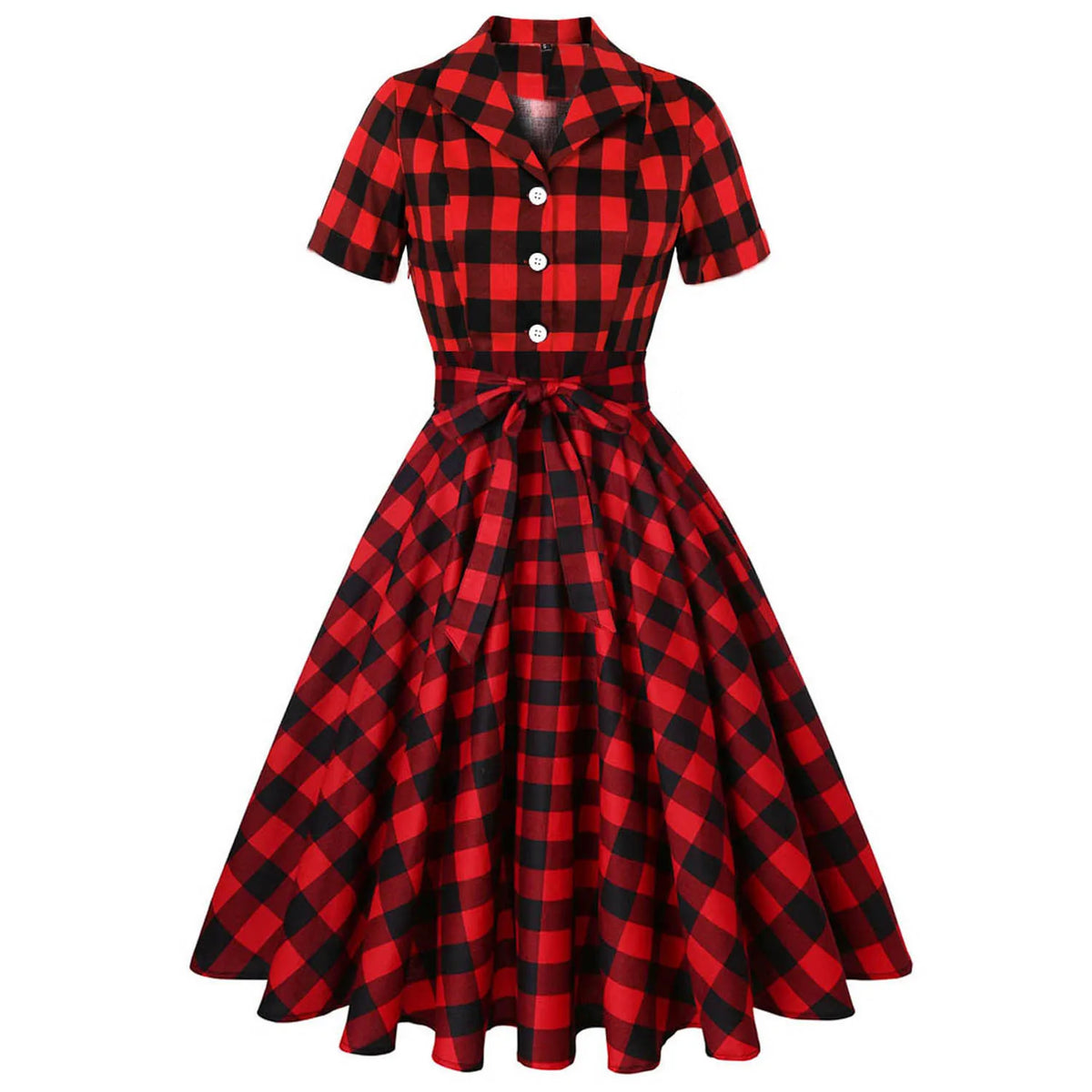 Printed Vintage Swing Dress - 1950s Rockabilly Pin-Up Style
