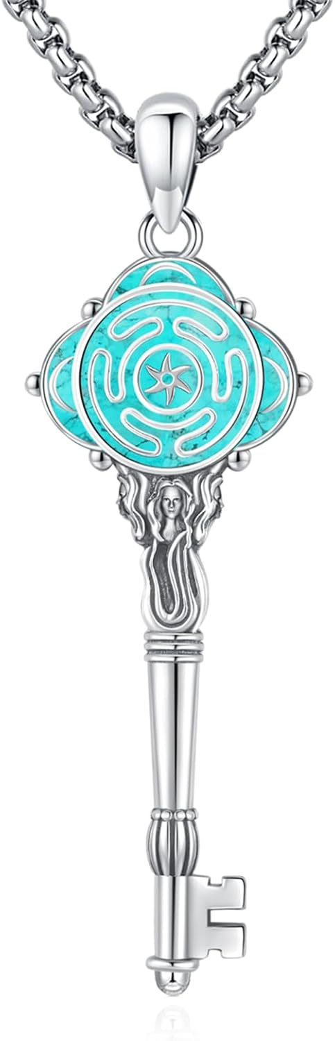 Sterling Silver Pentagram Necklace Triple Moon Tetragrammaton