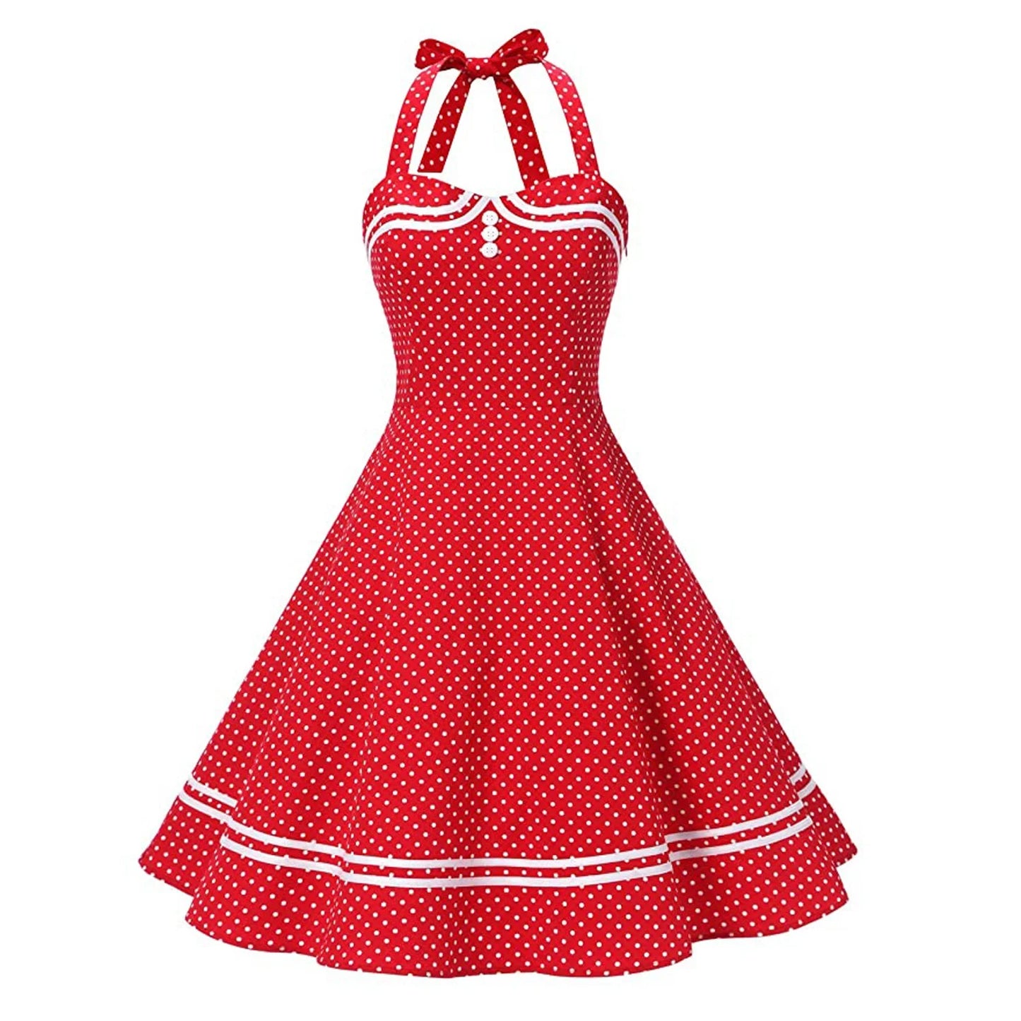 Halter Yellow Dress Sexy Robe Femme Pin Up Rockabilly Party Dress Big Swing Vestidos Summer Clothes