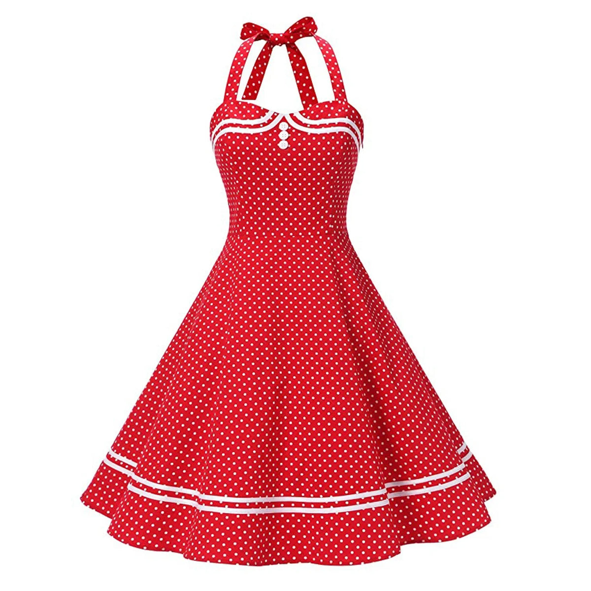 Halter Yellow Dress Sexy Robe Femme Pin Up Rockabilly Party Dress Big Swing Vestidos Summer Clothes