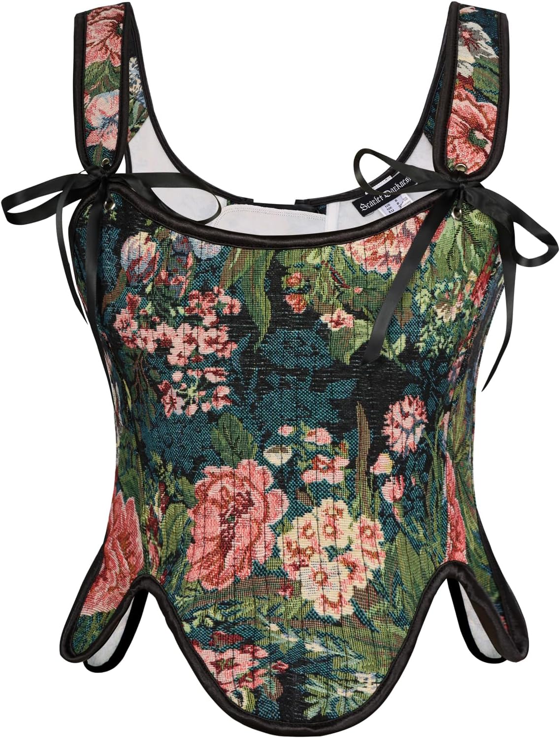 Renaissance Floral Lace-Up Bustier with Zipper
