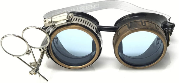Victorian Steampunk Goggles with Compass & Ocular Loupe
