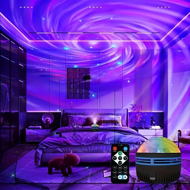 USB Galaxy Projector Aurora RGB 5v Night Lights Auto Rotating Sound Activated dmx Remote Control ...