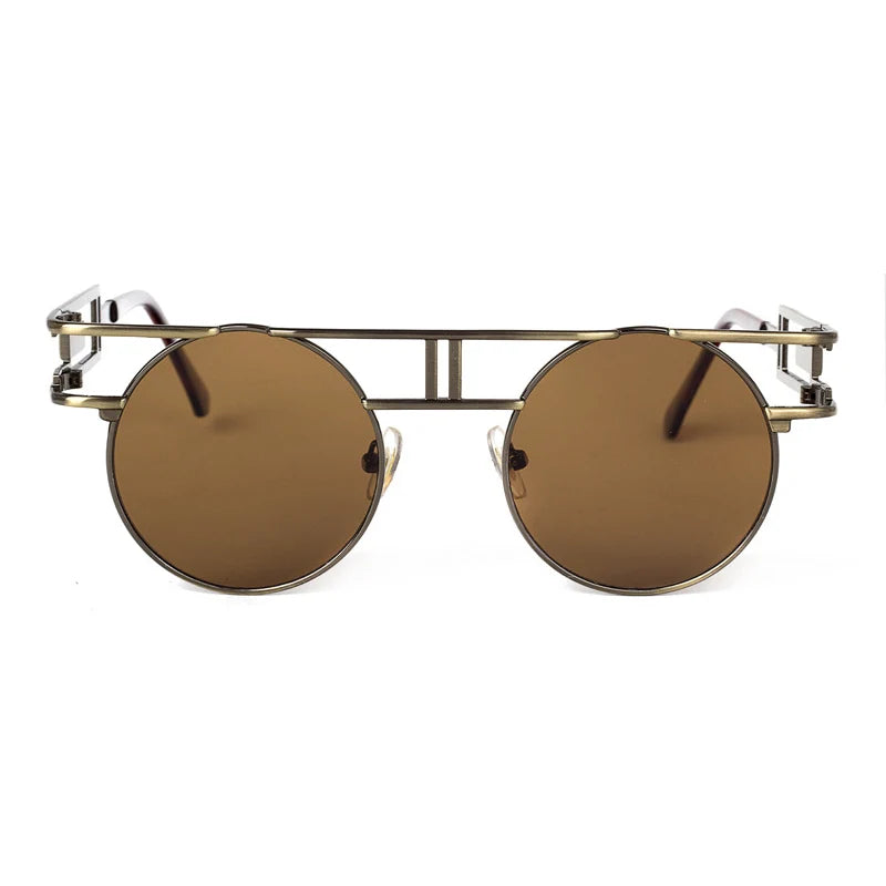 Big Frame Round Alloy Mirror Steampunk Sunglasses