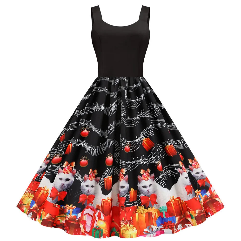 Sweet Heart Print Swing Summer Dress Sexy Halter Rockabilly Valentine Party Dresses Vestido Robe A-Line
