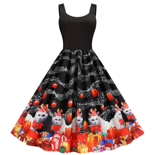 Sweet Heart Print Swing Summer Dress Sexy Halter Rockabilly Valentine Party Dresses Vestido Robe A-Line
