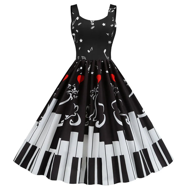 Sweet Heart Print Swing Summer Dress Sexy Halter Rockabilly Valentine Party Dresses Vestido Robe A-Line