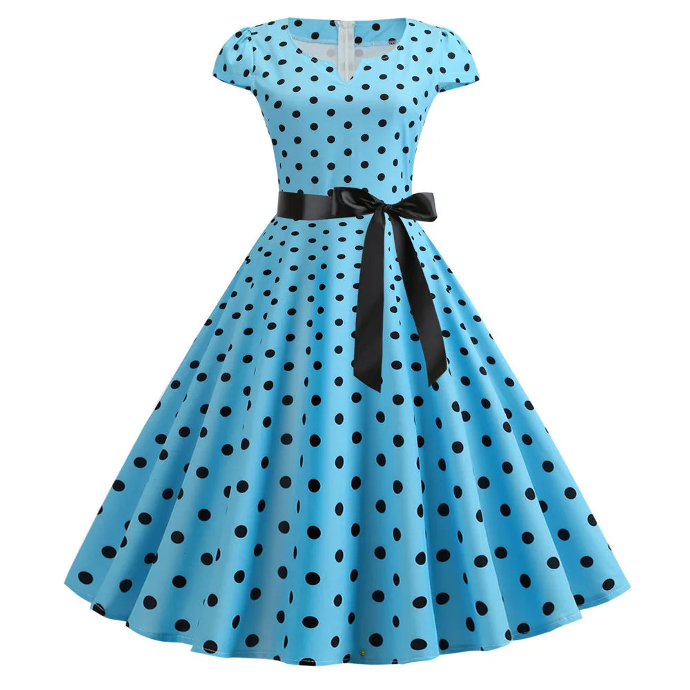 Polka Dot Vintage Swing Dress - 1950s Rockabilly Pin-Up Style
