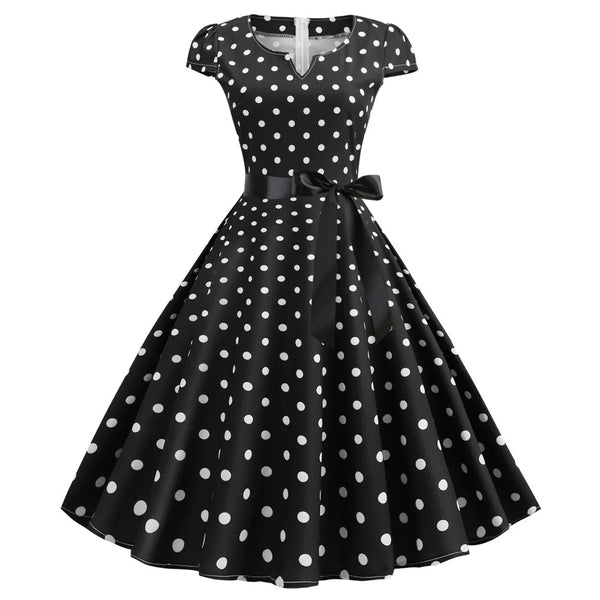 Polka Dot Vintage Swing Dress - 1950s Rockabilly Pin-Up Style