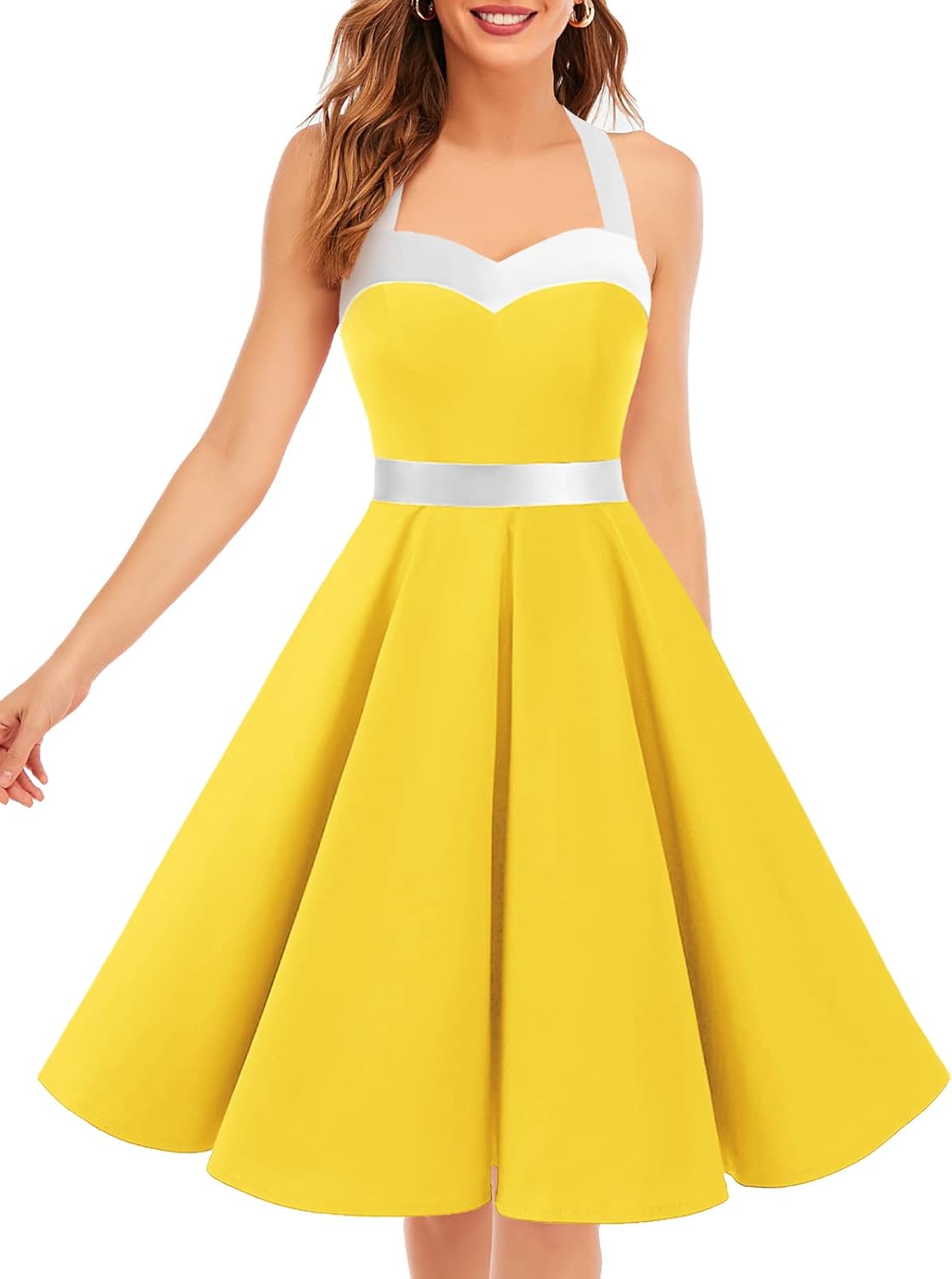 Vintage Swing Dress - Halter Neck - 1950s Rockabilly Pin-Up Style