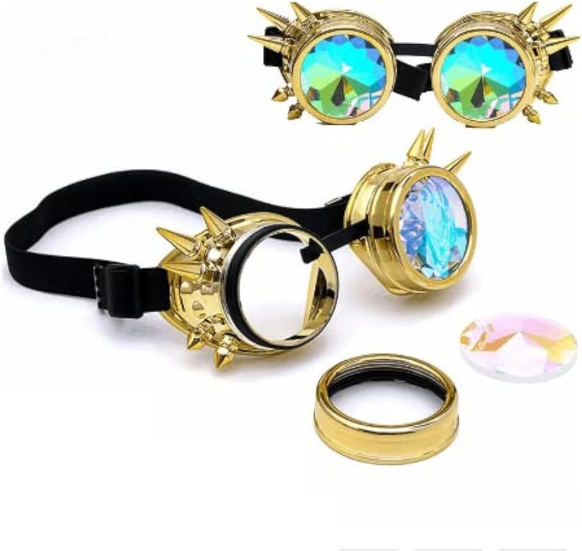 Kaleidoscope Rainbow Prism Steampunk Rave Goggles