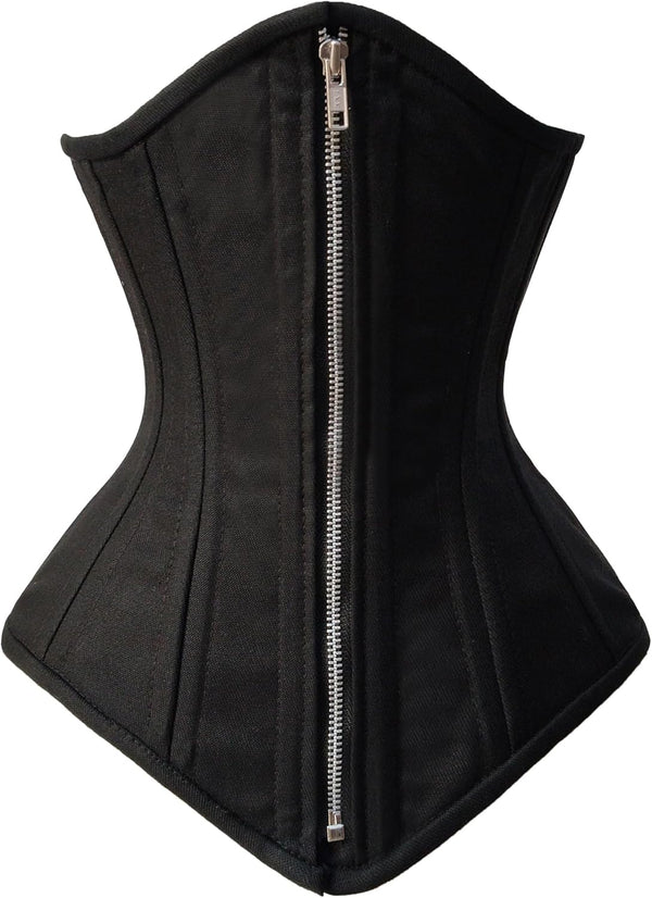 Double Steel Boned Brocade Faux Leather Underbust Corset