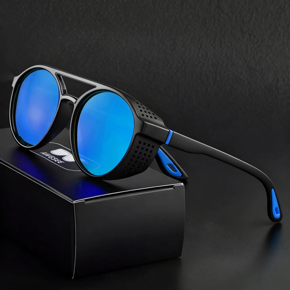 Polarized Round Steampunk Sport Sunglasses
