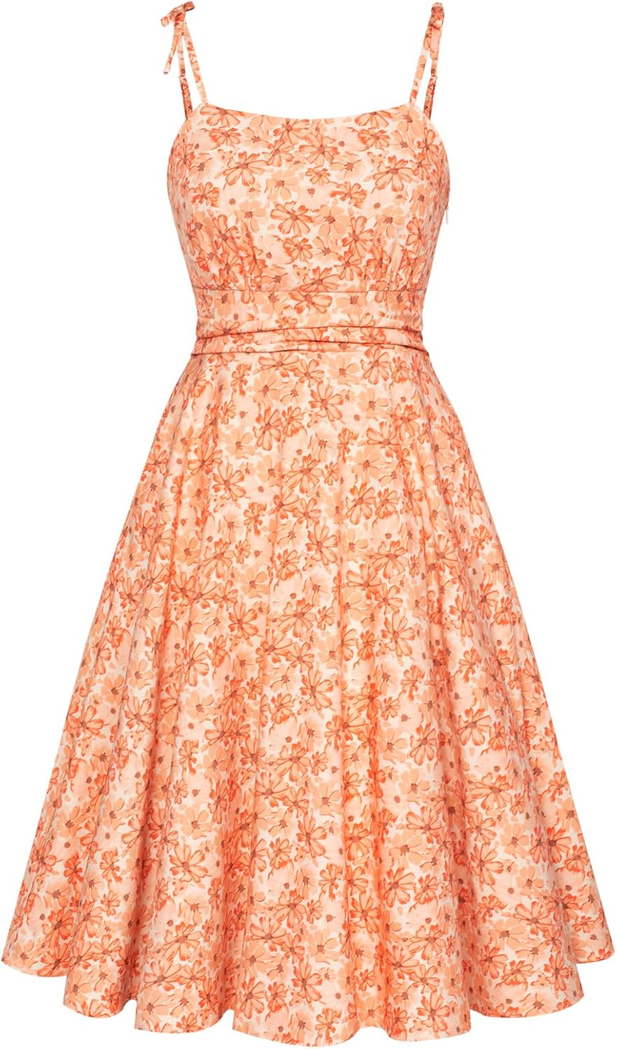 Summer Dress Spaghetti Strap Flowy Midi Beach Sundress Wedding Guest Cocktail Dress