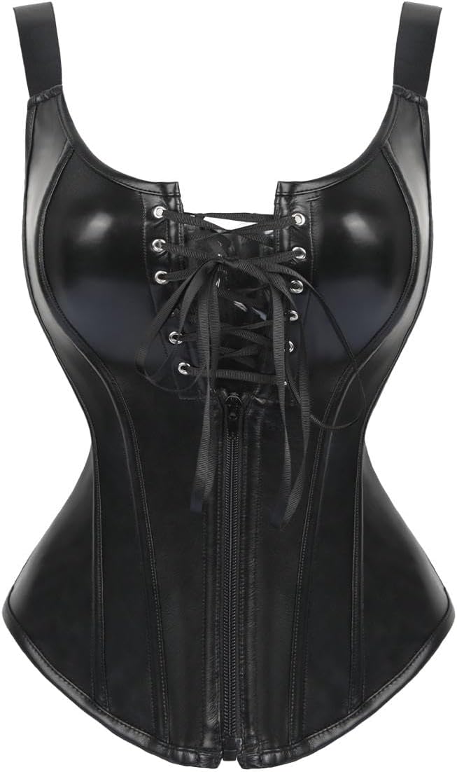 Renaissance Steampunk Faux Leather Bustier Corset