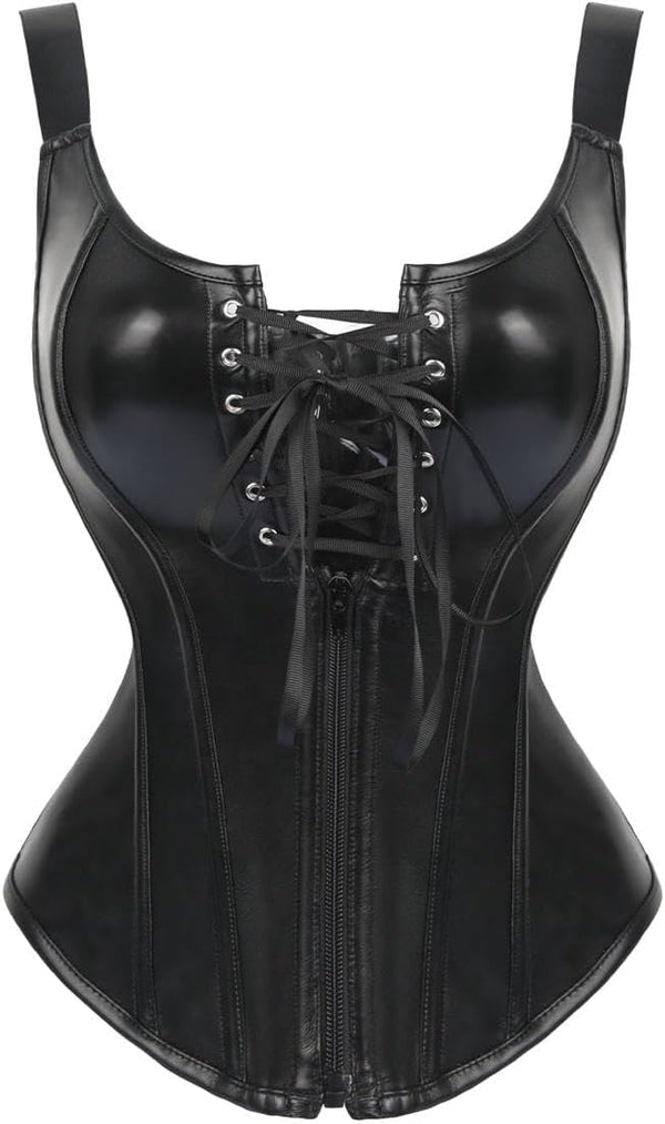 Renaissance Steampunk Faux Leather Bustier Corset
