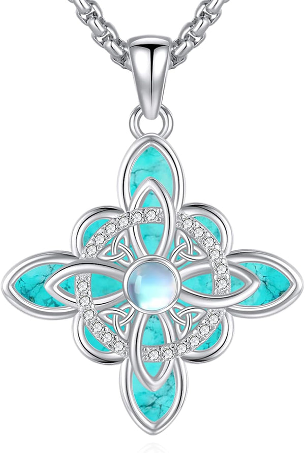 Sterling Silver Pentagram Necklace Triple Moon Tetragrammaton