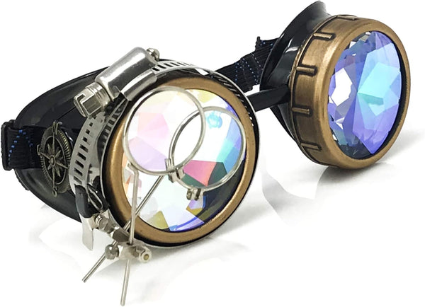 Victorian Steampunk Goggles with Compass & Ocular Loupe