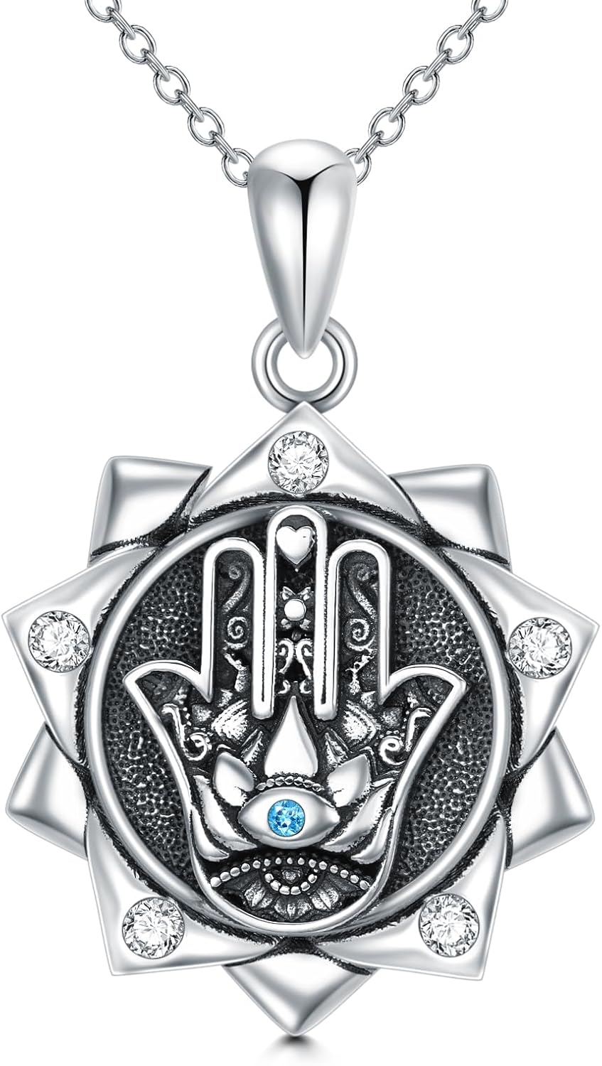 Sterling Silver Pentagram Necklace Triple Moon