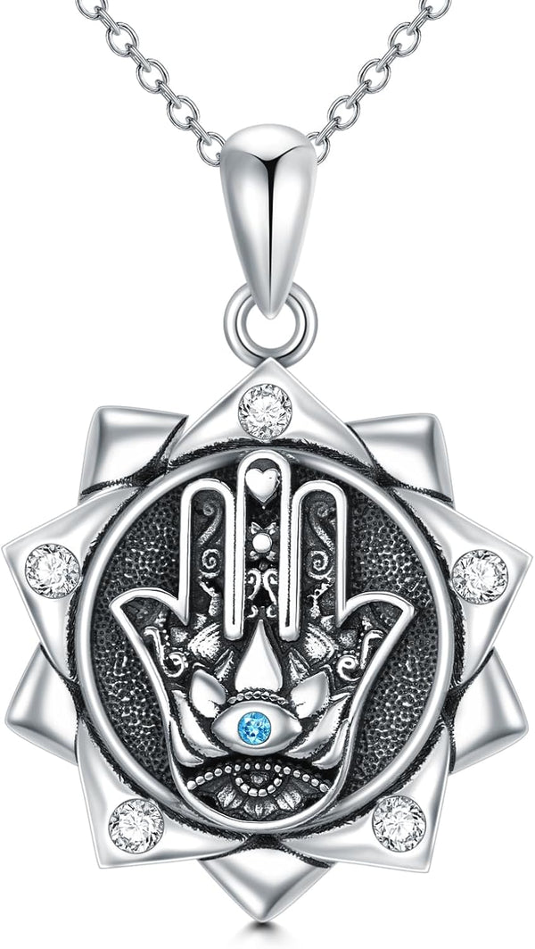 Sterling Silver Pentagram Necklace Triple Moon