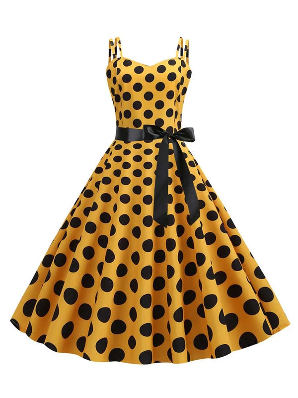 Summer Sexy Spaghetti Strap Polka Dot Dress Big Swing Party Rockabilly Dress Vestidos