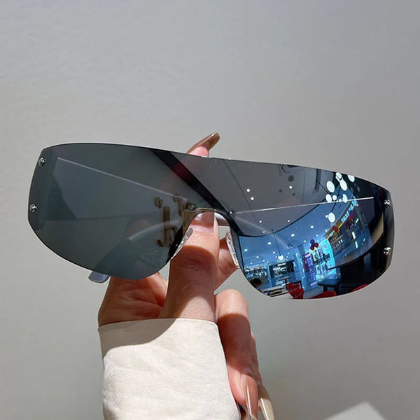Rimless Rivet One-Piece Y2K Steampunk Sunglasses