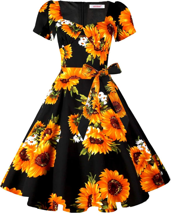 Vintage Swing Dress - 1950s Rockabilly Pin-Up Style