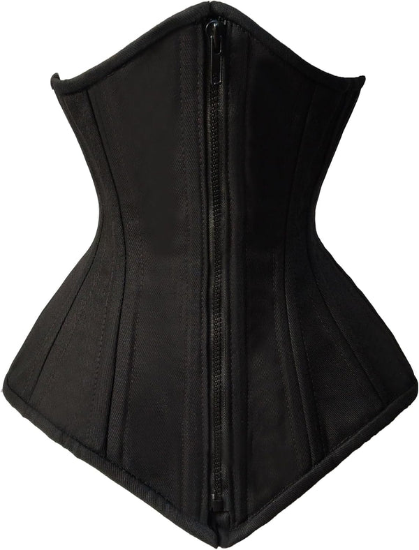 Double Steel Boned Brocade Faux Leather Underbust Corset